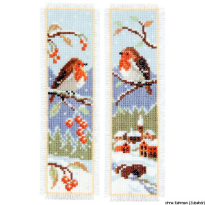 Vervaco Bookmark counted cross stitch kit Robins kit of...