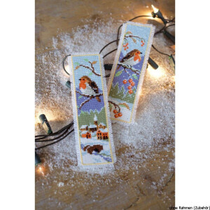Vervaco Bookmark counted cross stitch kit Robins kit of 2, DIY