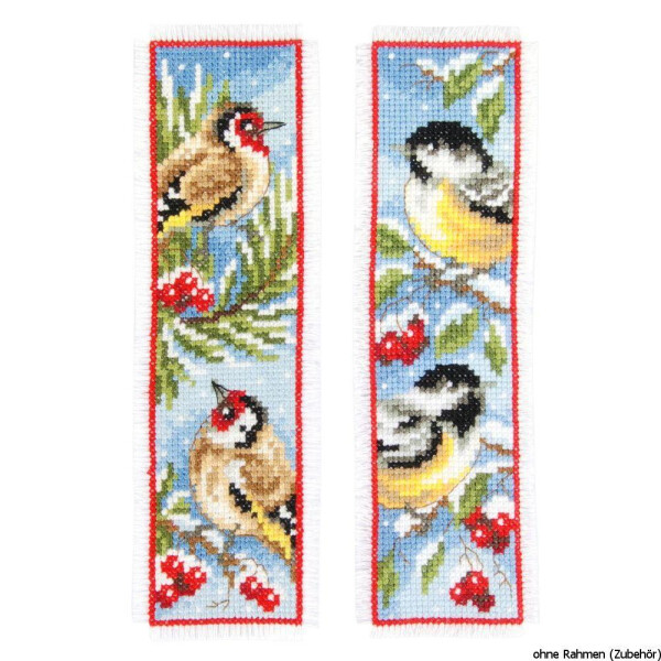 Закладка Vervaco "Птицы зимой", набор из 2 штук, счетный крест