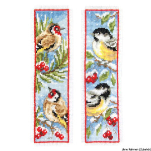 Vervaco Bookmark counted cross stitch kit Birds in winter kit of 2, DIY