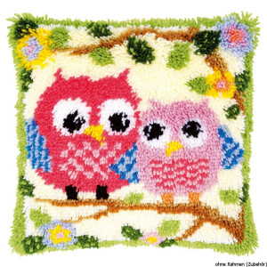 Vervaco Latch hook kit cushion Owls on a branch, DIY
