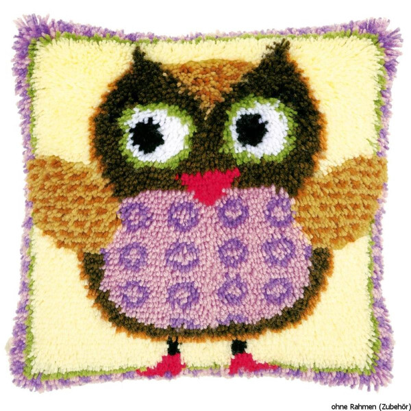 Vervaco Latch hook kit cushion Miss owl, DIY