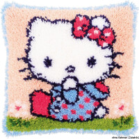 Подушка Vervaco "Hello Kitty на траве" Набор для ковроткачества