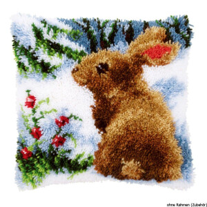 Vervaco Latch hook kit cushion Rabbit in the snow, DIY