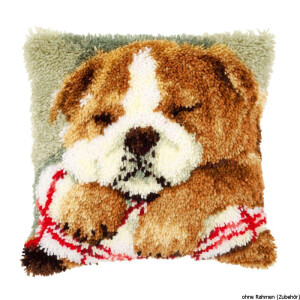 Vervaco Latch hook kit cushion kit Sleeping bulldog, DIY