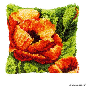 Vervaco Latch hook kit cushion Orange poppy, DIY