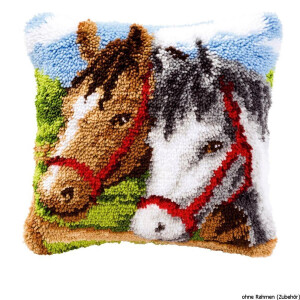 Vervaco Latch hook kit cushion Horse heads, DIY