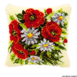 Vervaco Latch hook kit cushion Roses and daisies, DIY
