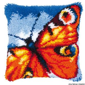 Vervaco Latch hook kit cushion Orange butterfly, DIY