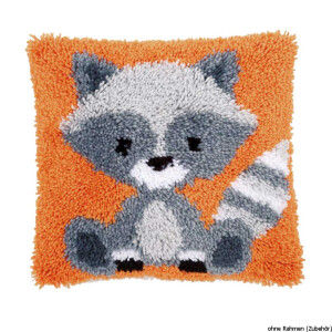 Vervaco Latch hook kit cushion Raccoon, DIY