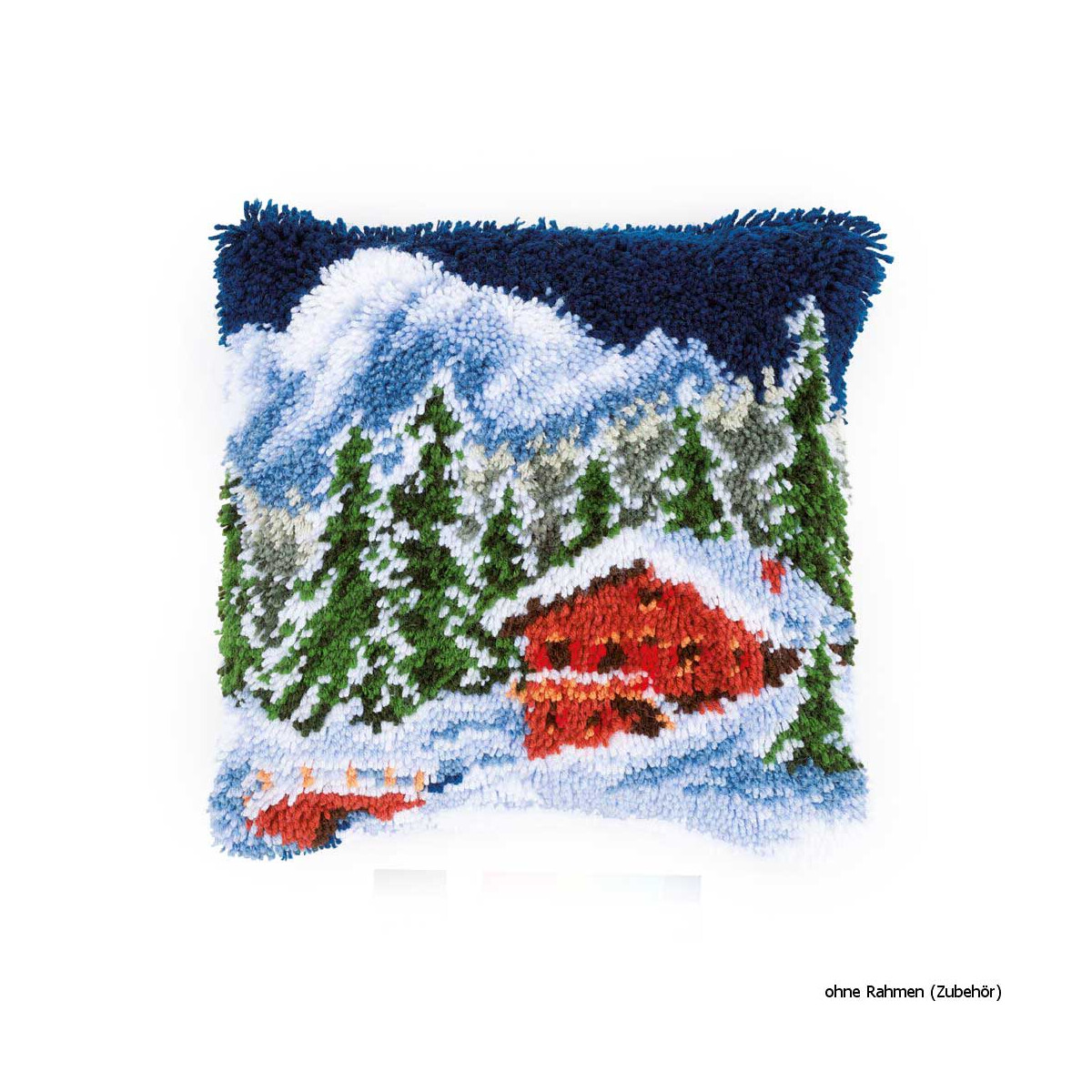 Vervaco Latch hook kit cushion Winter mountains, DIY