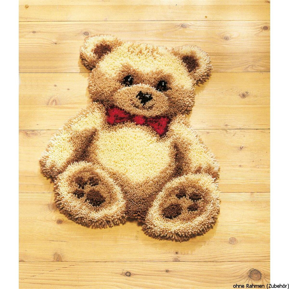 Vervaco Latch hook shaped carpet kit Brown bear with red...
