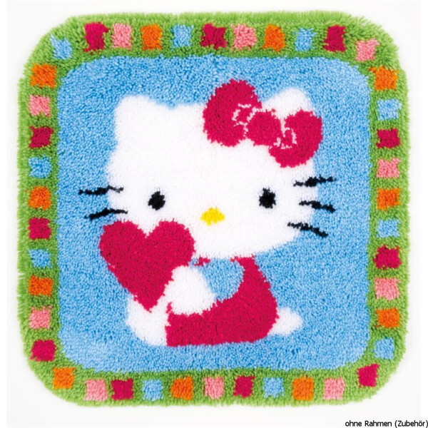 Vervaco Latch hook shaped carpet kit Hello Kitty with a heart, DIY