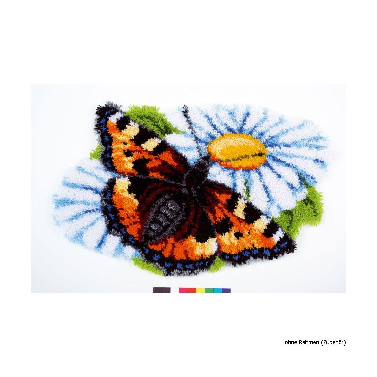 Vervaco Latch hook shaped carpet kit Butterfly on daisy, DIY