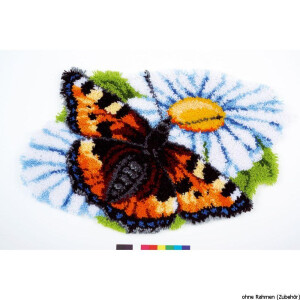 Vervaco Latch hook shaped carpet kit Butterfly on daisy, DIY
