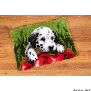 Vervaco Latch hook rug kit Dalmatian with apples, DIY