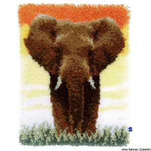 Vervaco Latch hook rug kit Elephant in the savanna II, DIY