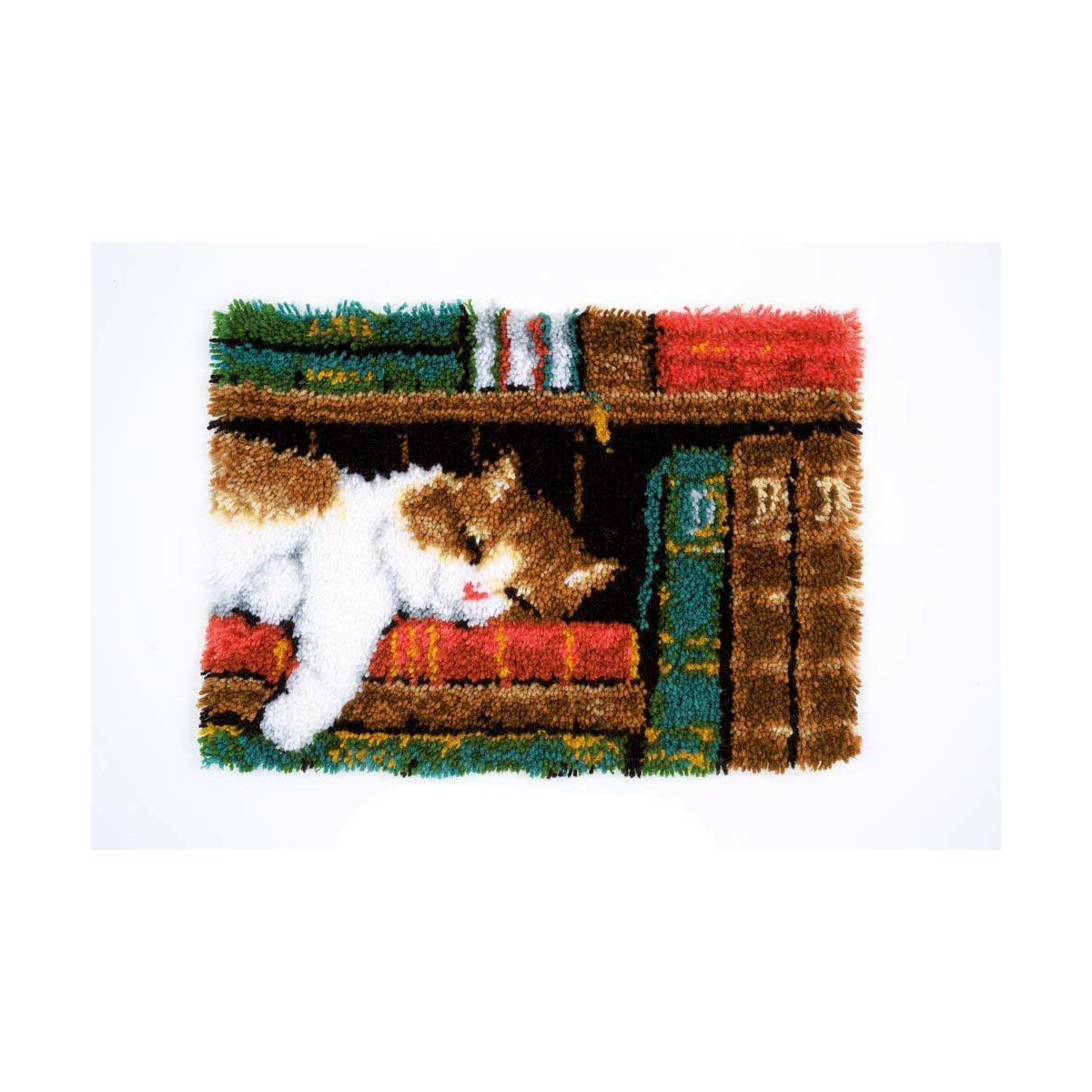 Vervaco geknoopt tapijt "Kat in een boekenkast