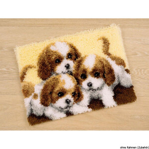 Vervaco Latch hook carpet kit 3 Puppies, DIY