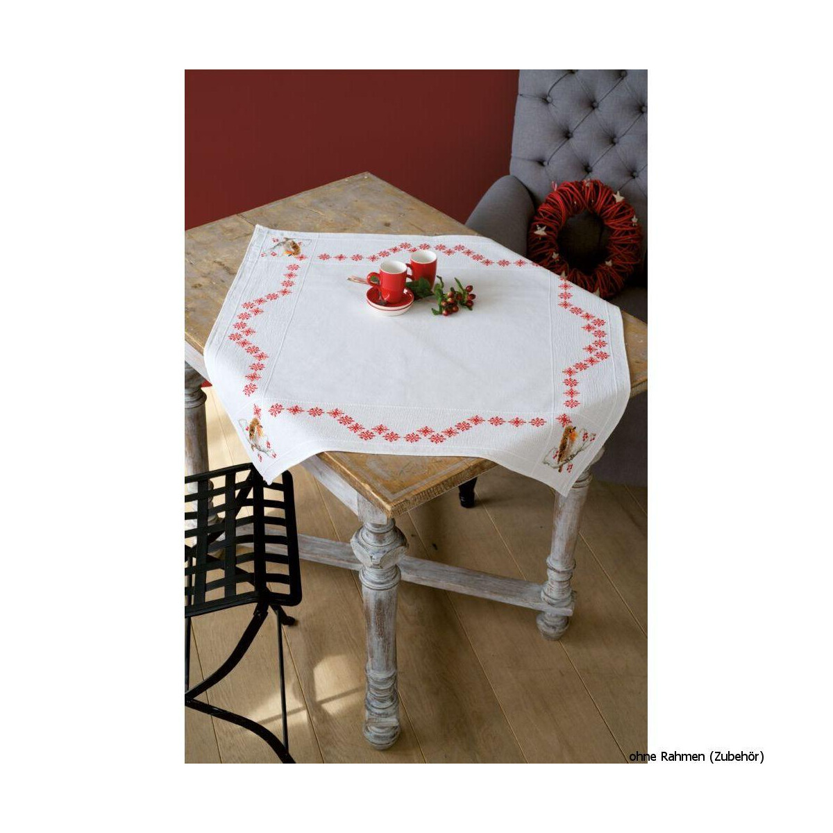 Vervaco Aida tablecloth stitch embroidery kit kit Robin,...