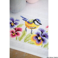 Vervaco Aida tablecloth stitch embroidery kit kit Bird & violets, counted, DIY