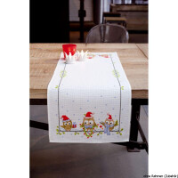 Vervaco Aida table runner stitch embroidery kit Funny owls, counted, DIY
