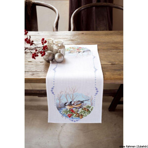 Vervaco Aida table runner stitch embroidery kit titmouse...