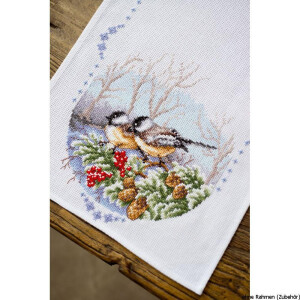 Vervaco Aida table runner stitch embroidery kit titmouse...