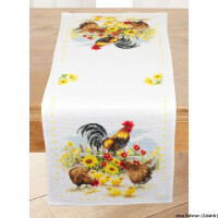Vervaco Aida table runner stitch embroidery kit Cock-a-doodle-doo, counted, DIY