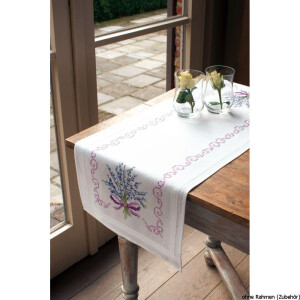 Vervaco table runner stitch embroidery kit Lavender,...