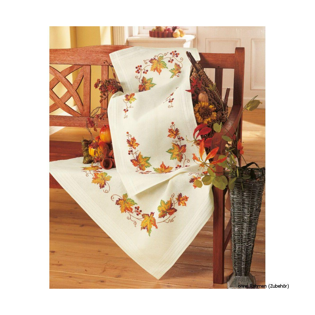 Vervaco table runner stitch embroidery kit Autumn leaves,...