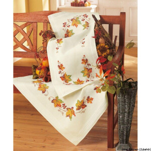 Vervaco table runner stitch embroidery kit Autumn leaves,...