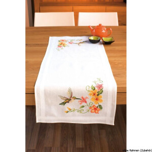 Vervaco table runner stitch embroidery kit Hummingbird,...