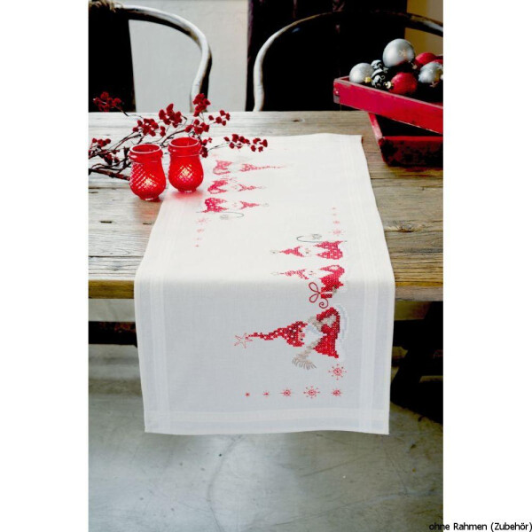Настольная дорожка Vervaco "Рождественские гномы", предварительно нарисованный дизайн вышивки