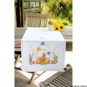 Vervaco table runner stitch embroidery kit Rabbits,...