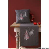 Vervaco table runner stitch embroidery kit Christmas trees, stamped, DIY