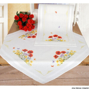 Vervaco Tischläufer "Wilde Frühjahrsblumen", Stickbild vorgezeichnet