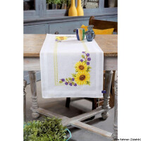 Vervaco table runner stitch embroidery kit Sunflowers, stamped, DIY