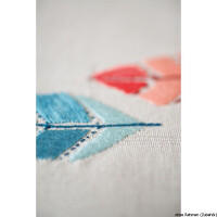Vervaco table runner stitch embroidery kit Feathers, stamped, DIY