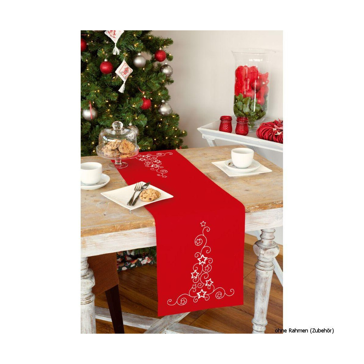 Vervaco table runner stitch embroidery kit White stars...