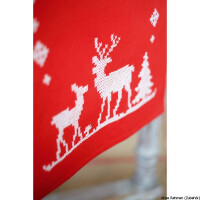 Vervaco tafelloper "Kerstmis met herten", borduurpatroon getekend