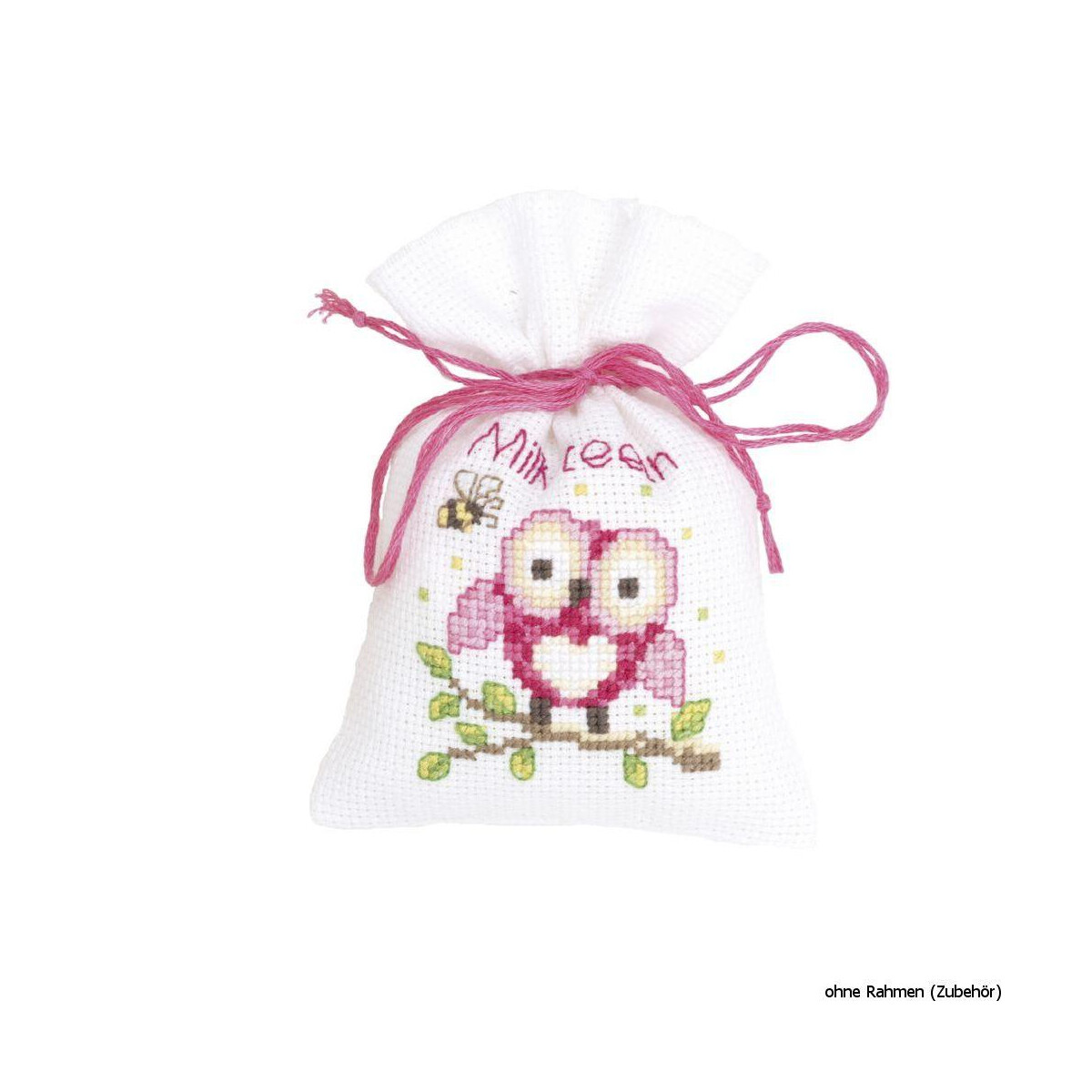 Vervaco counted herbal bags stitch kit Pink owlet, DIY