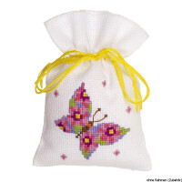 Vervaco counted herbal bags stitch kit Pink butterfly, DIY