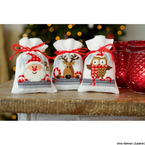 Vervaco counted herbal bags stitch kit Christmas buddies kit of 3, DIY