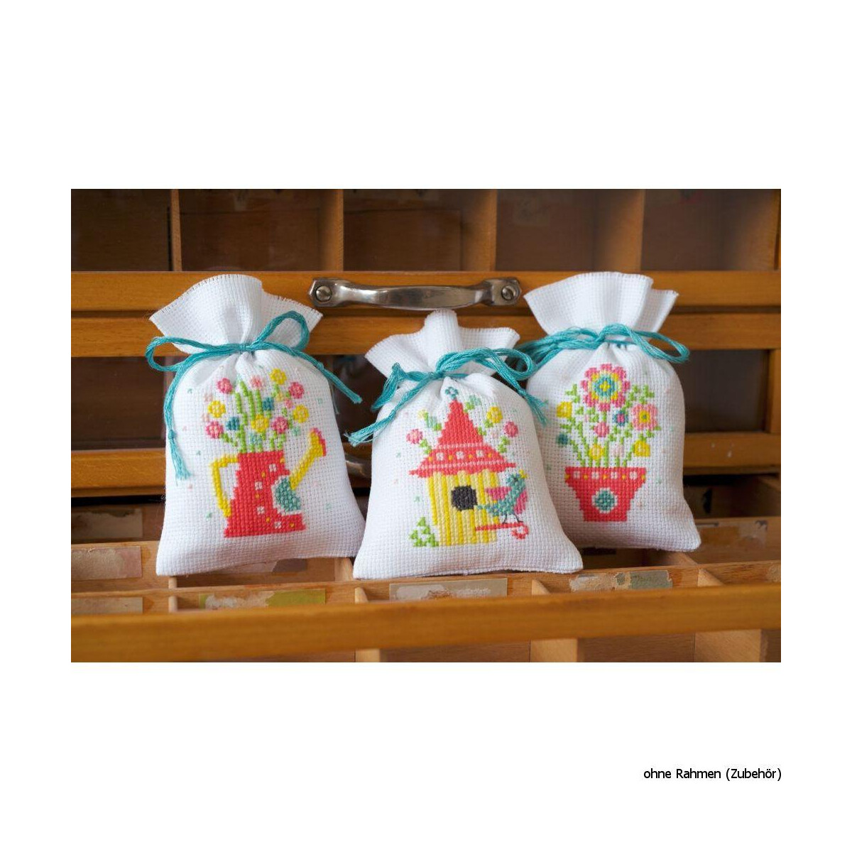 Vervaco counted herbal bags stitch kit Spring kit of 3, DIY