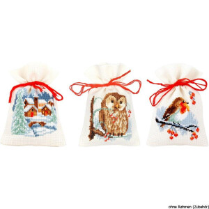 Vervaco counted herbal bags stitch kit Winter kit of 3, DIY