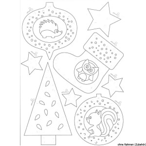 Auslaufmodell Vervaco Stickkarten "Weihnachtsanhänger", 2er Set, Stickbild vorgezeichnet