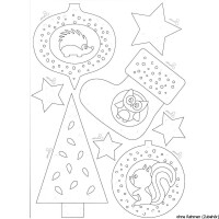 Auslaufmodell Vervaco Stickkarten "Weihnachtsanhänger", 2er Set, Stickbild vorgezeichnet