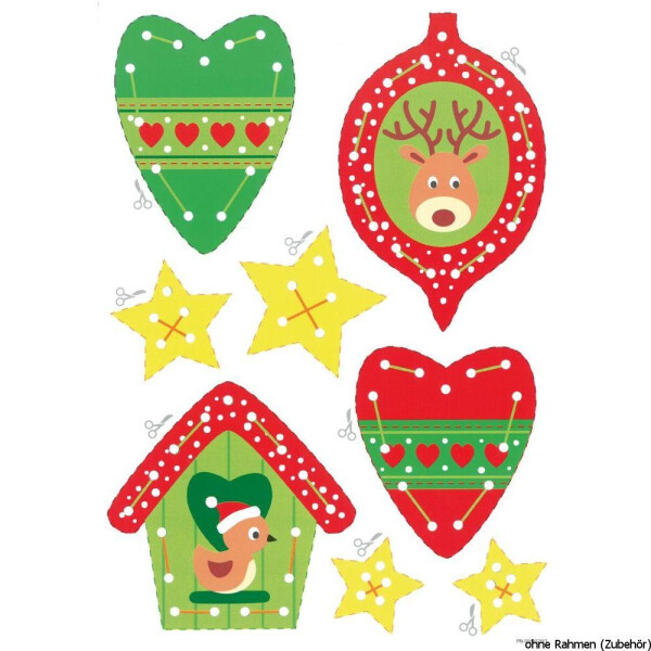 Auslaufmodell Vervaco Stickkarten "Weihnachtsschmuck", 2er Set, Stickbild vorgezeichnet