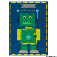 Discontinuado Vervaco Tarjetas de bordado "Robot & Rocket", set de 2, diseño de bordado pre-dibujado